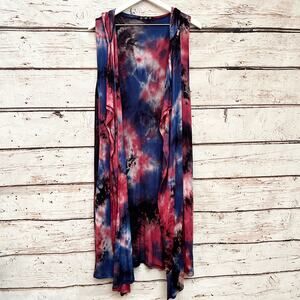 COIN 1804 Tie Dye Waterfall Cardigan Vest Sz L